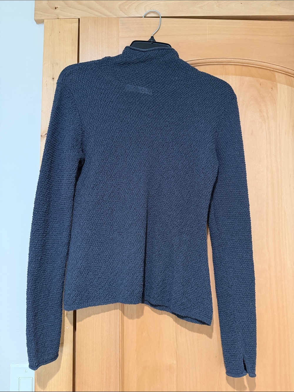 Zara Dark Navy Mock Neck Textured Sweater
